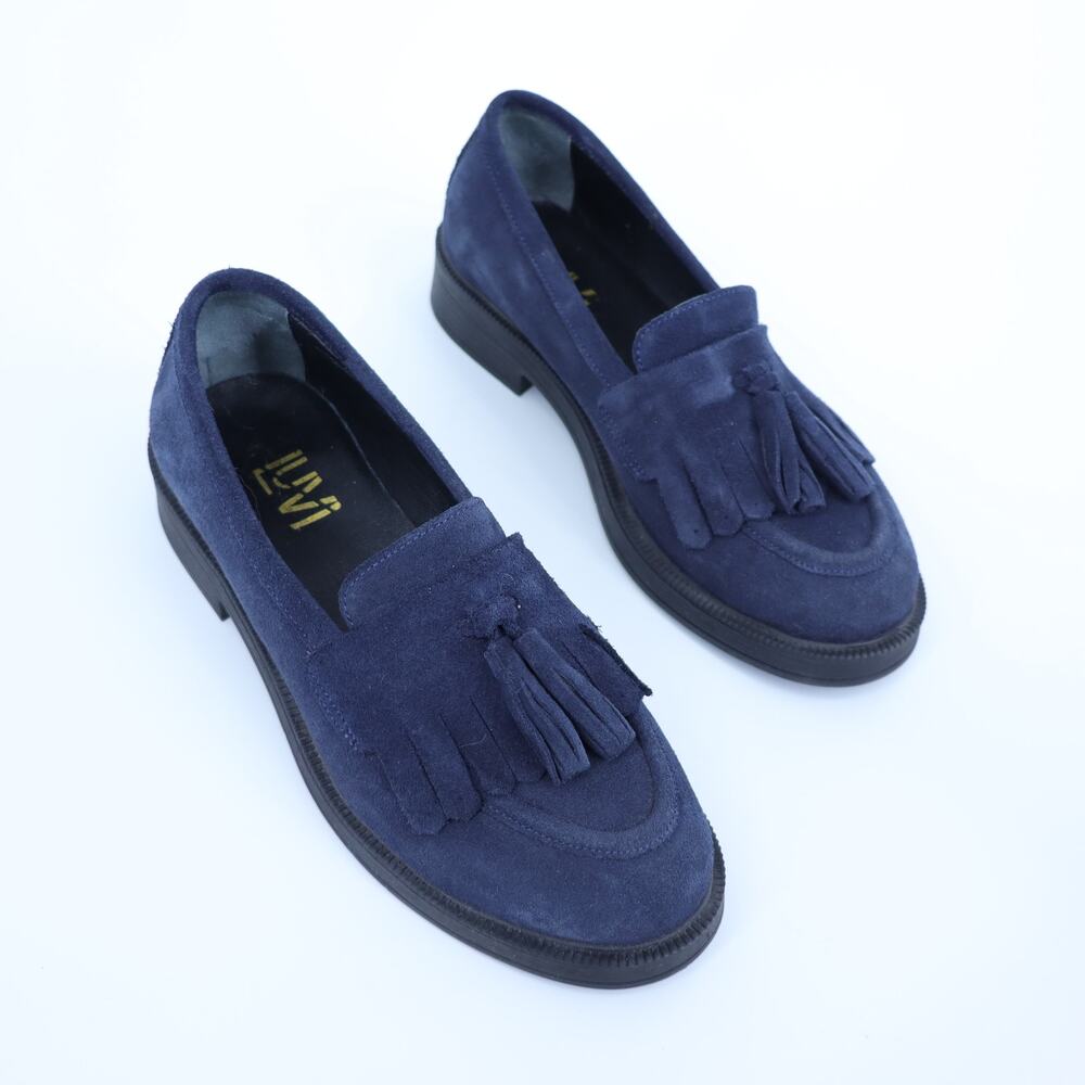 FOREVER & ALWAYS Milly Suede Loafer Navy Tassled Slip On Women's 38/US 8